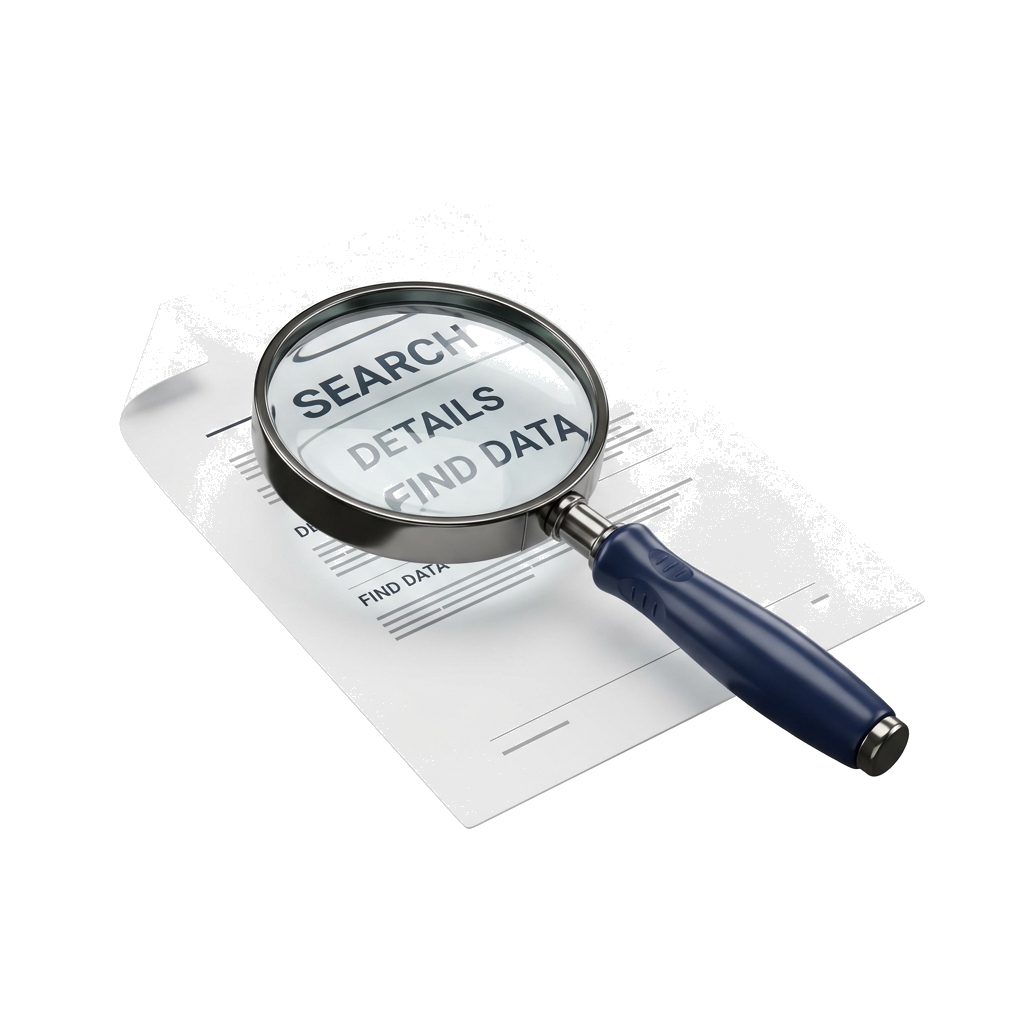 3D Document and Magnifying Glass