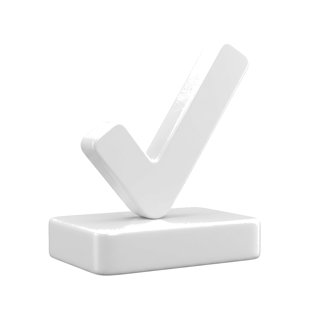 3D Checkmark Symbol on Pedestal